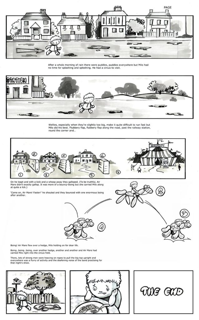 storyboard showing an animation for balloon days