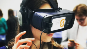 woman with VR headset
