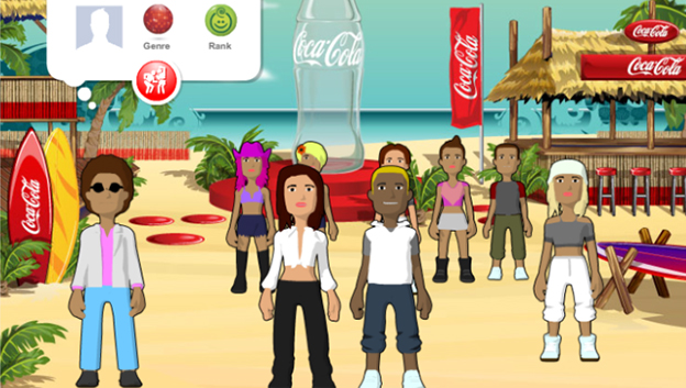 Snapshot of player avatars from CocaCola Game in a Beach Setting