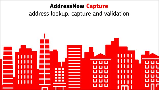 still from the royal mail animation showing a cityscape with the text above reading 'AddressNow Capture, address lookup, capture and validation'