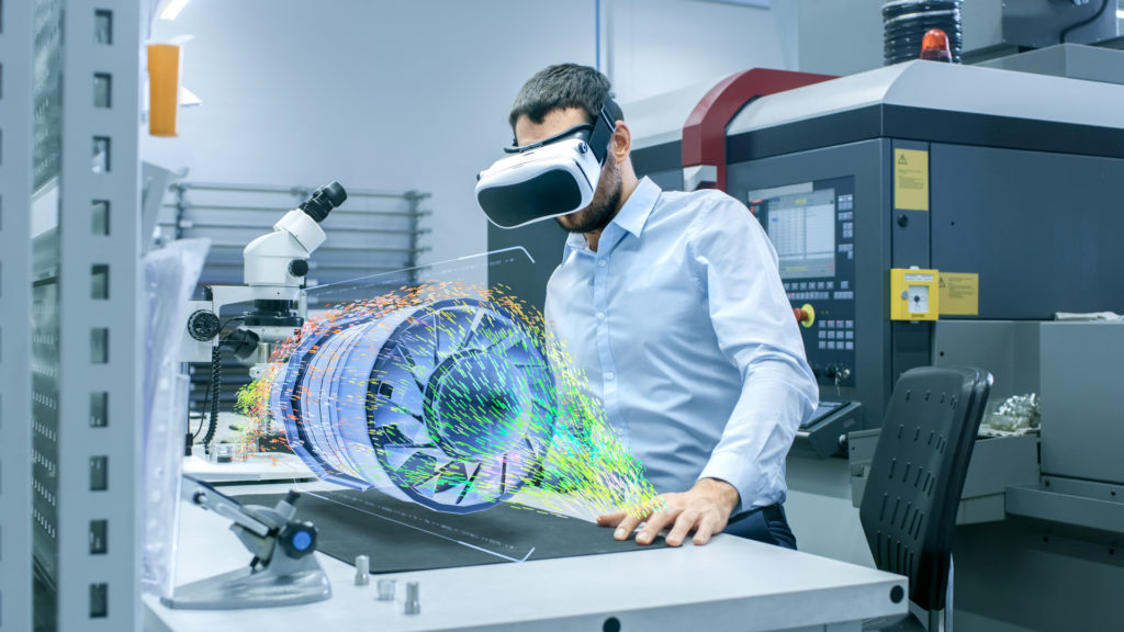 Man Using Mixed Reality in a Lab