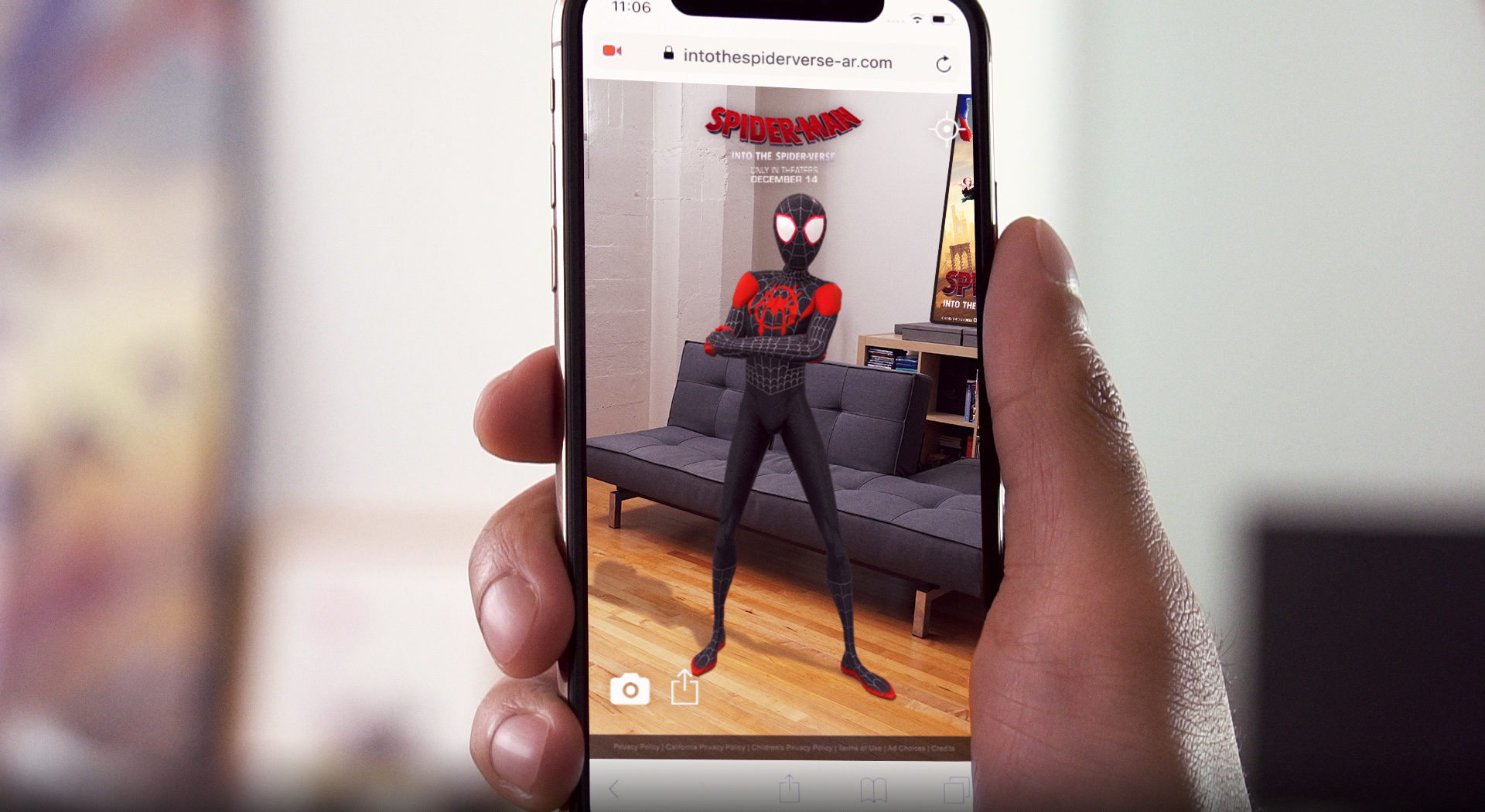 Phone Screen Showing the Spiderman: Into the Spiderverse Marketing