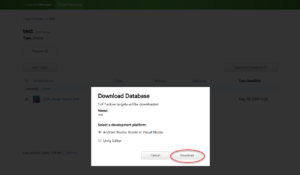 screengrab of download database with download button circled in red