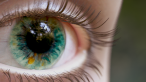 Closeup on a Face of An Eye Looking off Camera