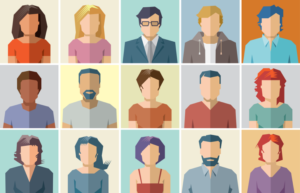 Application Persona Icons, 15 Illustrations of faceless different humans