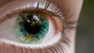 Closeup on a Face of An Eye Looking off Camera