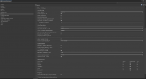 screen shot of unity player setting