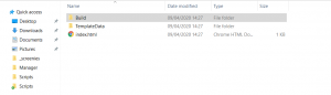 screen shot of folder set up for unity build
