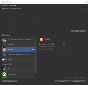 screen shot of scenes in built in unity