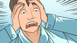 screaming office worker who has seen something terrible