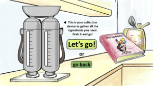 Two capsules to the left of the image with an instruction manual book to the left