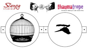 Thaumatrope bird in cage cut-out template created by Slurpy-Studios