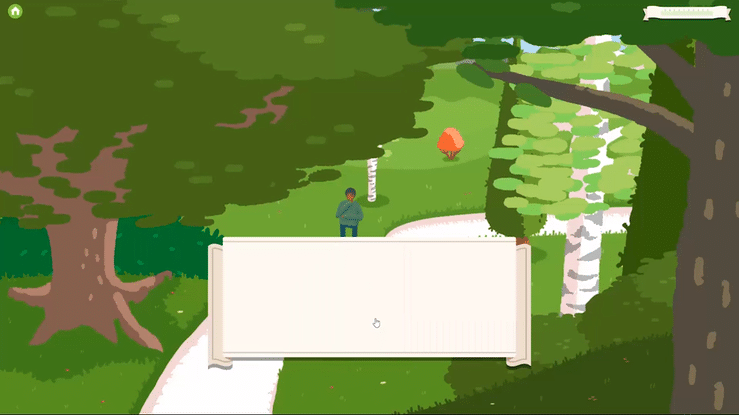 digital interface of a forest scene with drag and drop button interaction