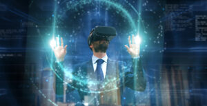 Portrait Of A Businessman Using An Oculus