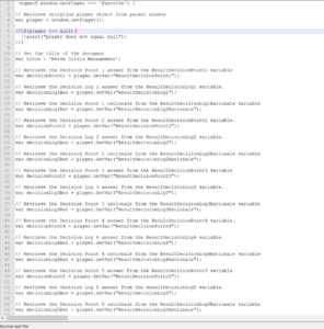 A screenshot showing lines of code