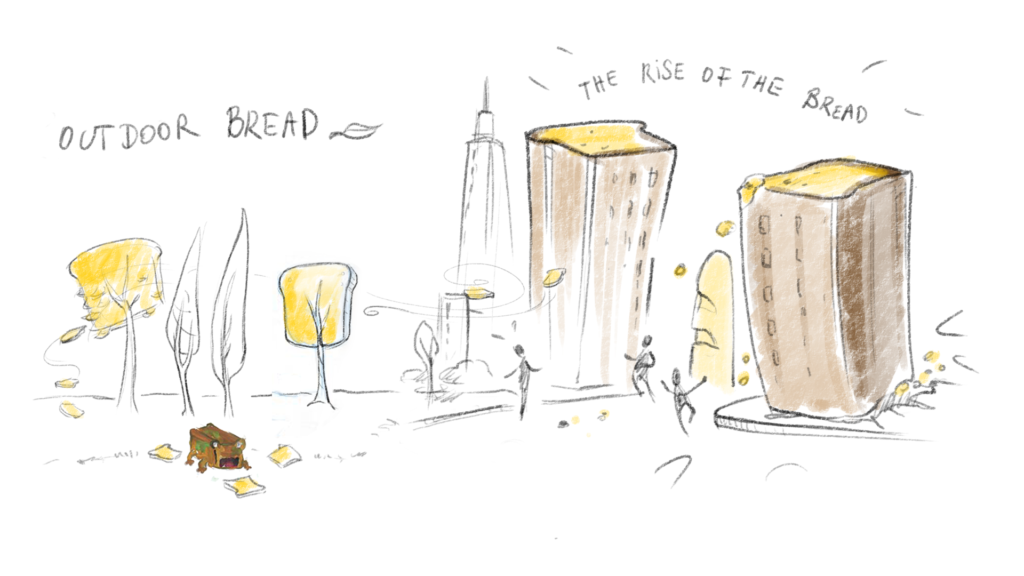 Sketch of Slices of Bread as Trees and Loaves of Bread as High Rise Buildings