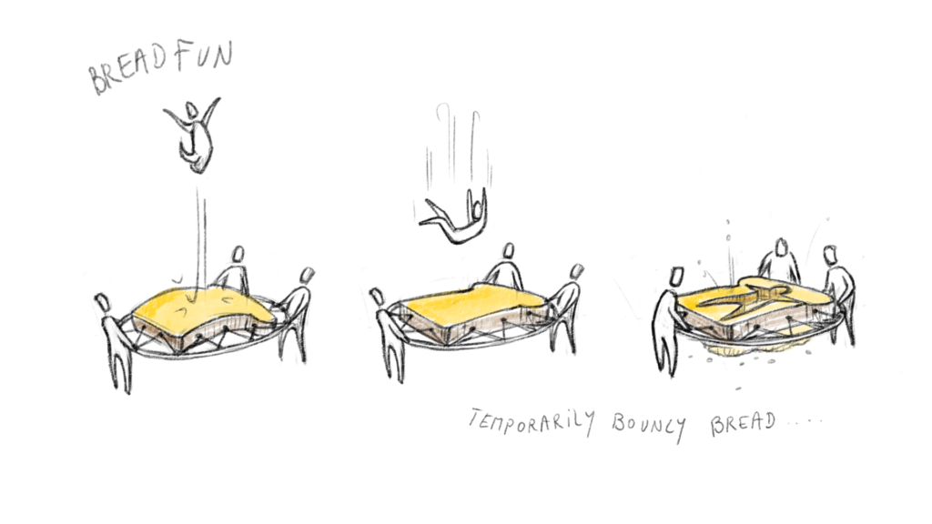 An illustration of a bread trampoline
