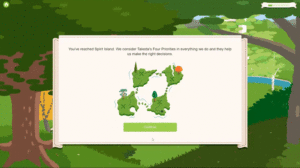 A gif of a map collapsing down then a question appearing and asking the user to order the 4 options