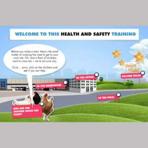 Home screen of the Health And Safety Training game