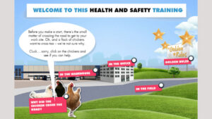 Home screen of the Health And Safety Training game