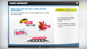 Still from Health and Safety Training Game of a quiz section
