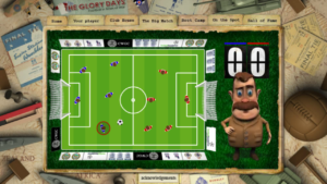 Still from the game The Glory Days showing a football pitch from birds eye view